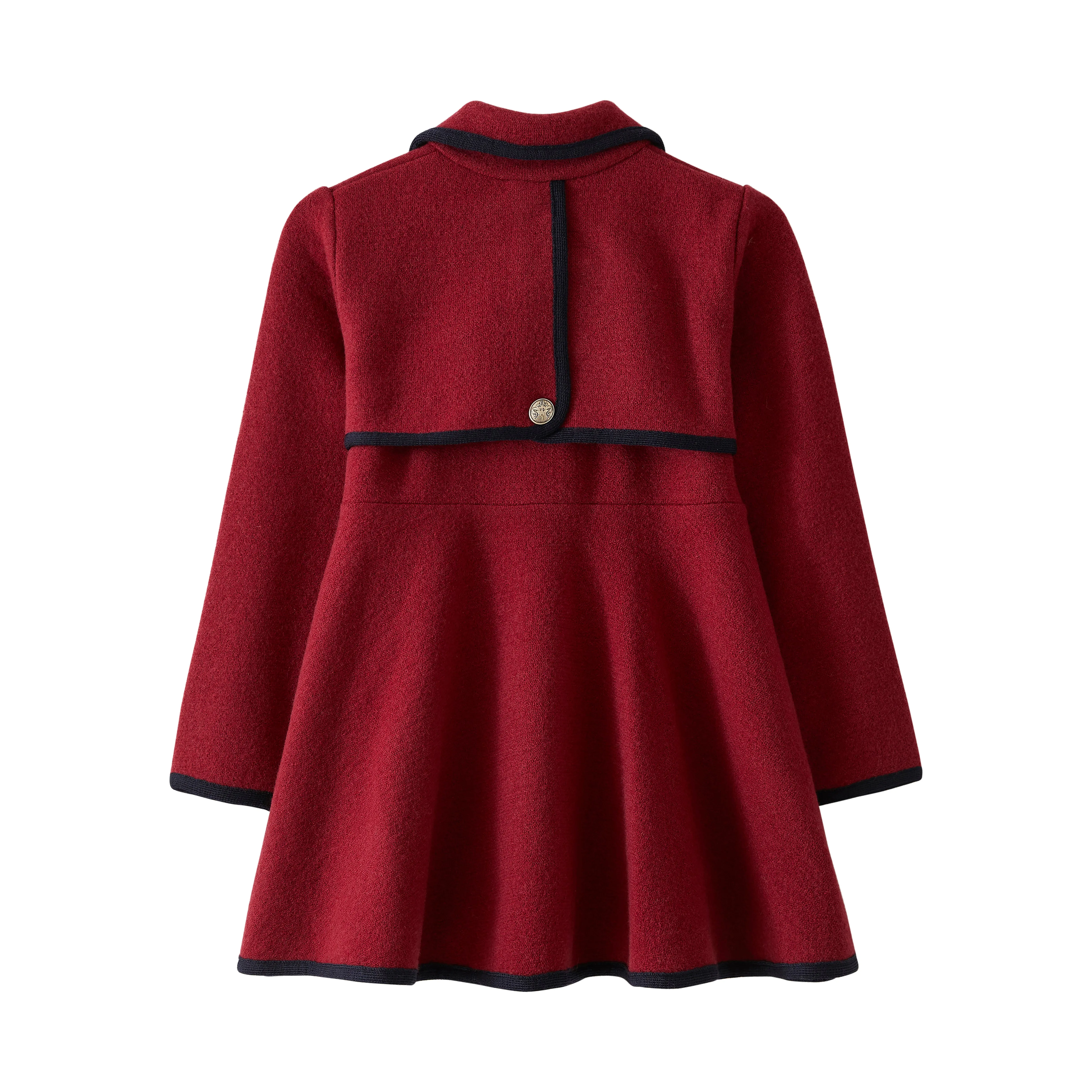 Marae Burgundy Wool Coat with Navy Trim