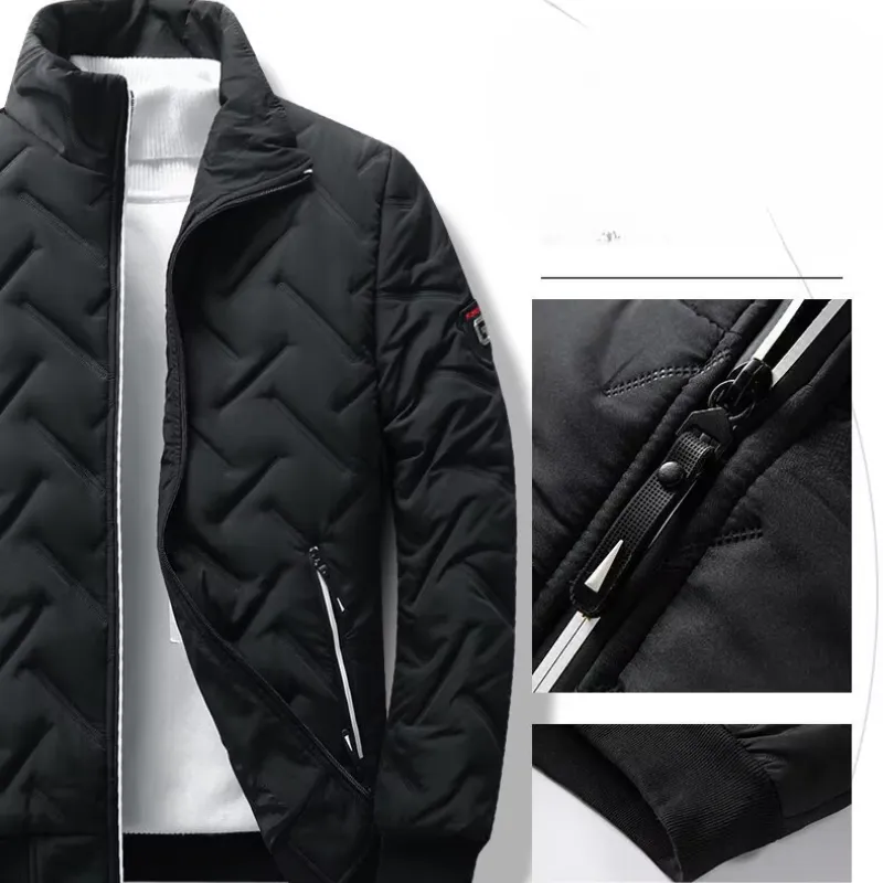 Men's Comfortable Lightweight Quilted Puffer Jacket with Zipper and Collar | Ideal for Autumn/Winter