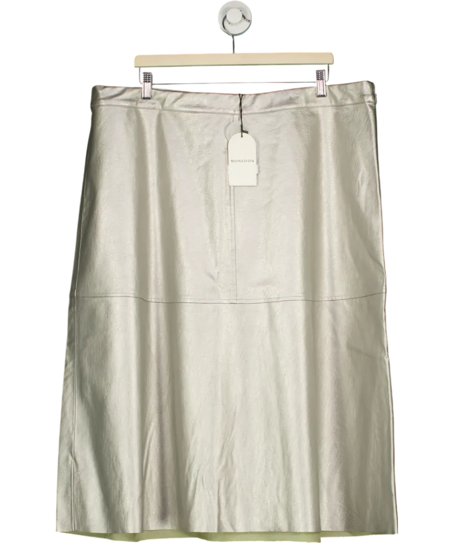 Monsoon Metallic Pippa Faux Leather Midi Skirt UK 22