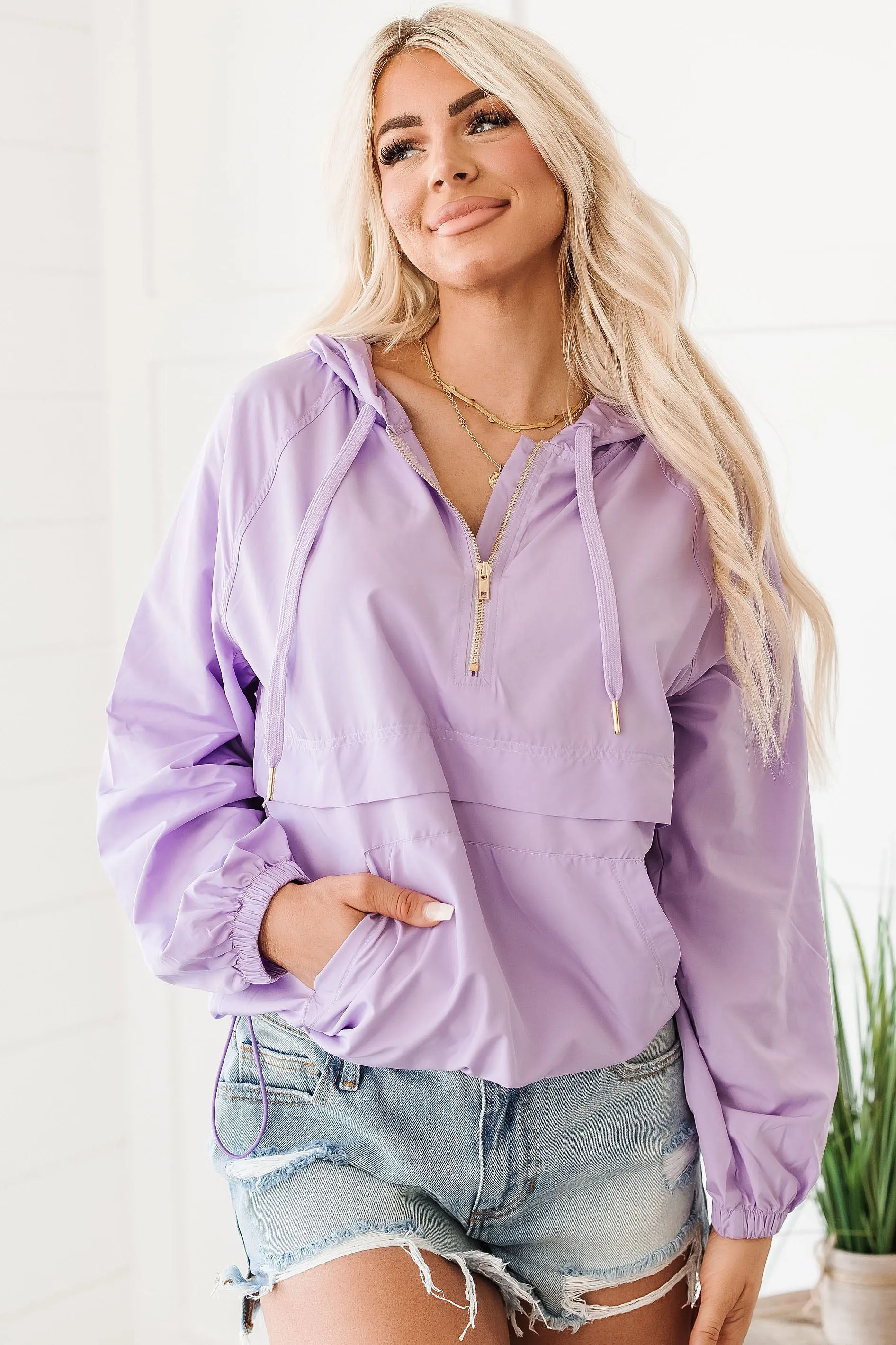 Morning Strolls Quarter-Zip Windbreaker (Lavender)