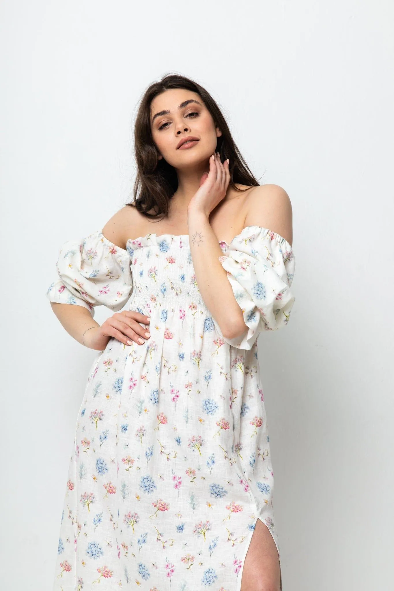 NESSA LINEN FLORAL MIDI