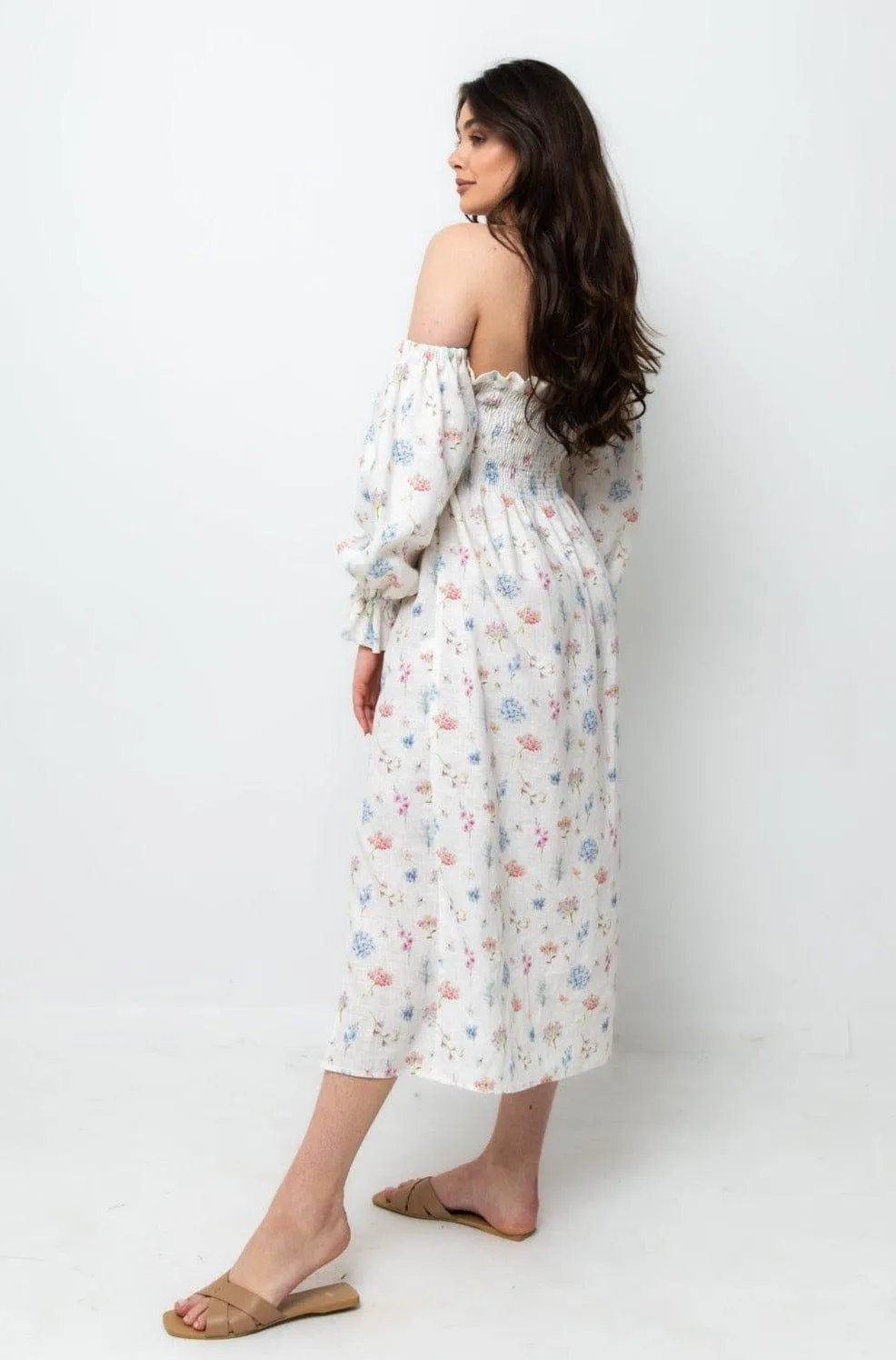 NESSA LINEN FLORAL MIDI