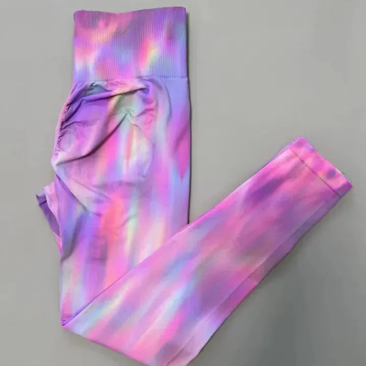 New Tiedye Gym Leggings High Waist Push Up Scrunch Pants
