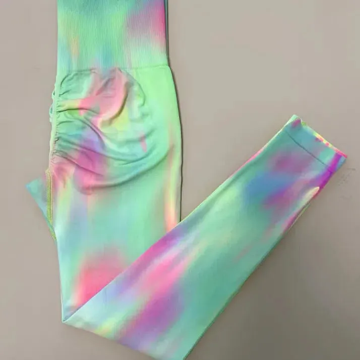 New Tiedye Gym Leggings High Waist Push Up Scrunch Pants