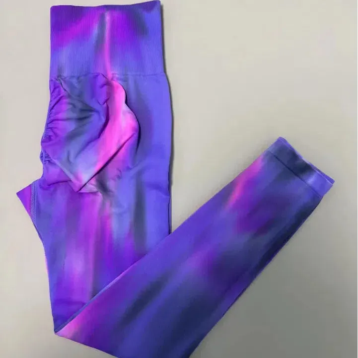 New Tiedye Gym Leggings High Waist Push Up Scrunch Pants