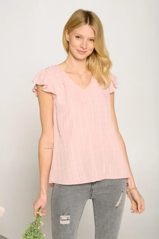 Pintuck Detail V-Neck Blouse
