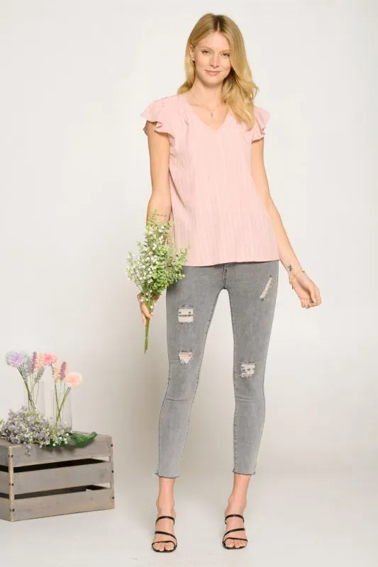 Pintuck Detail V-Neck Blouse