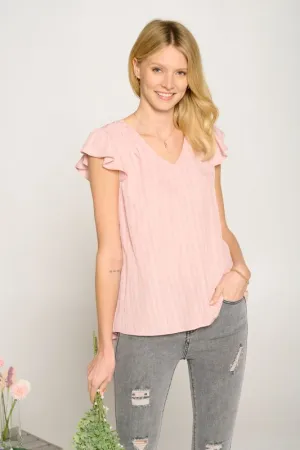 Pintuck Detail V-Neck Blouse