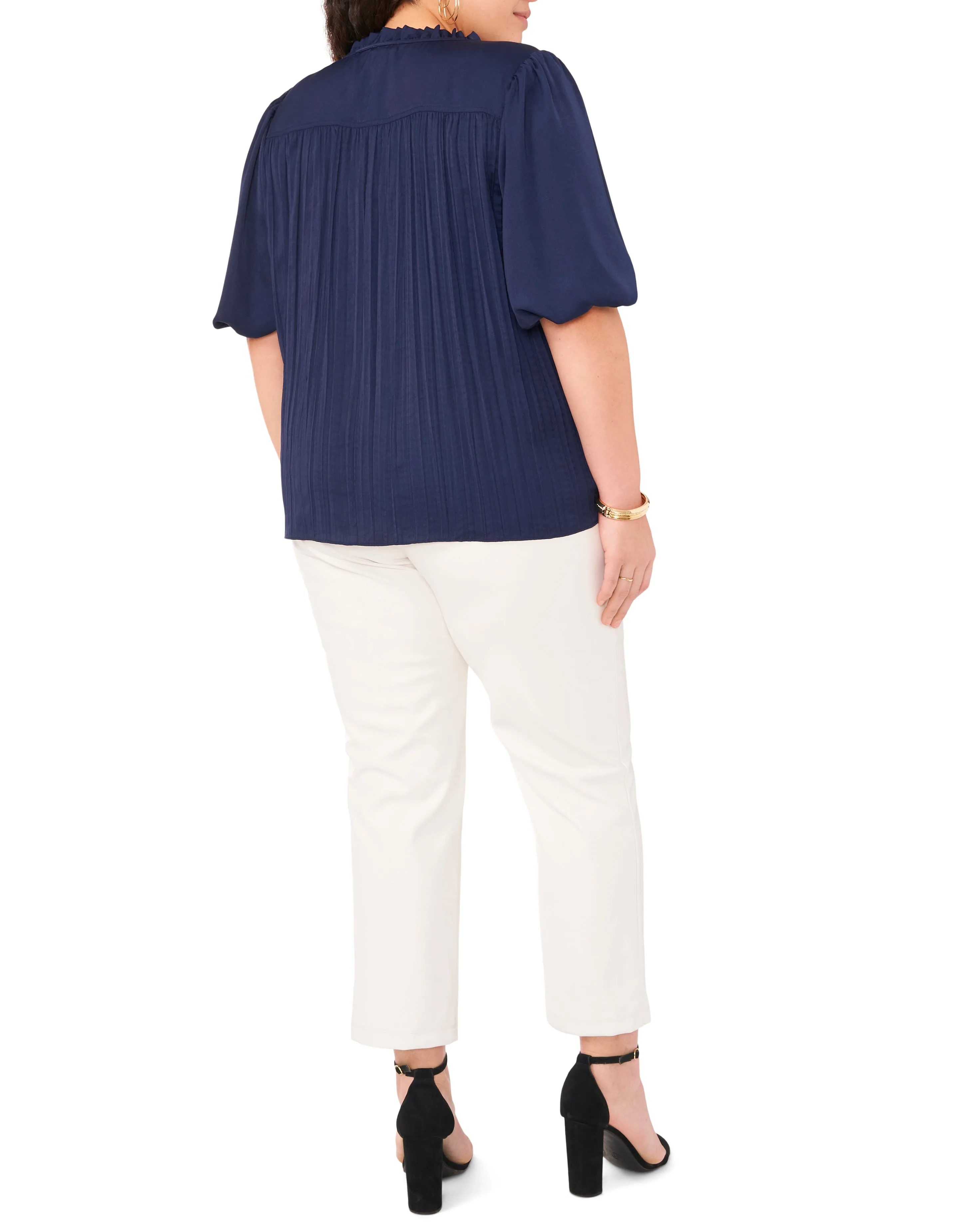Pleated Pull Sleeve Blouse