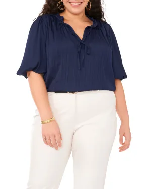 Pleated Pull Sleeve Blouse