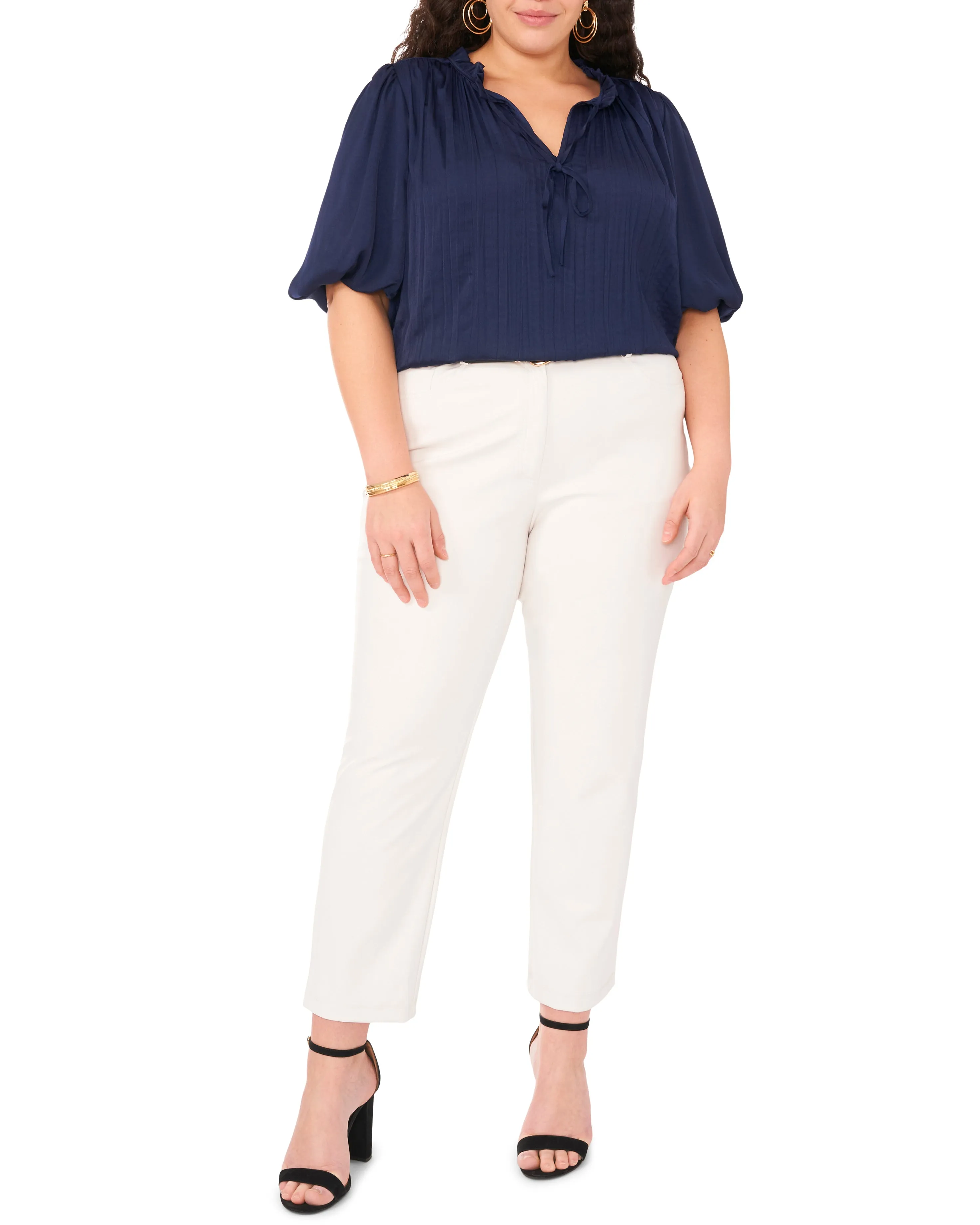 Pleated Pull Sleeve Blouse