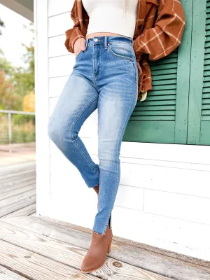 Risen High Rise Dark Wash Relaxed Fit Skinny