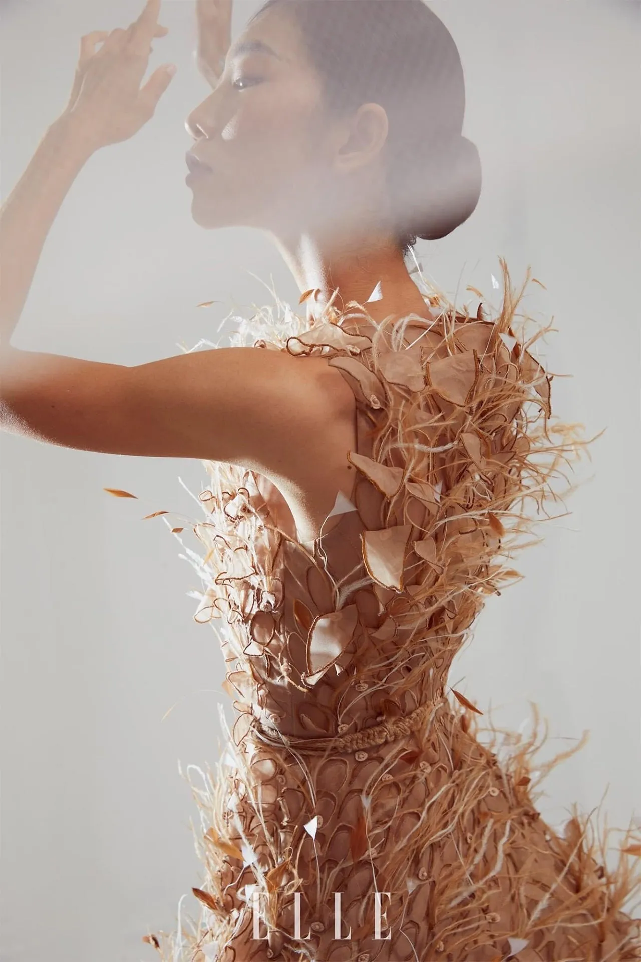 Sleeveless Feathered Midi Dress