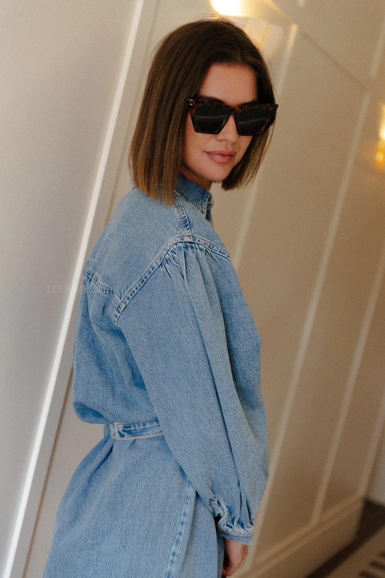 SLFEllin LS shirt dress light blue denim