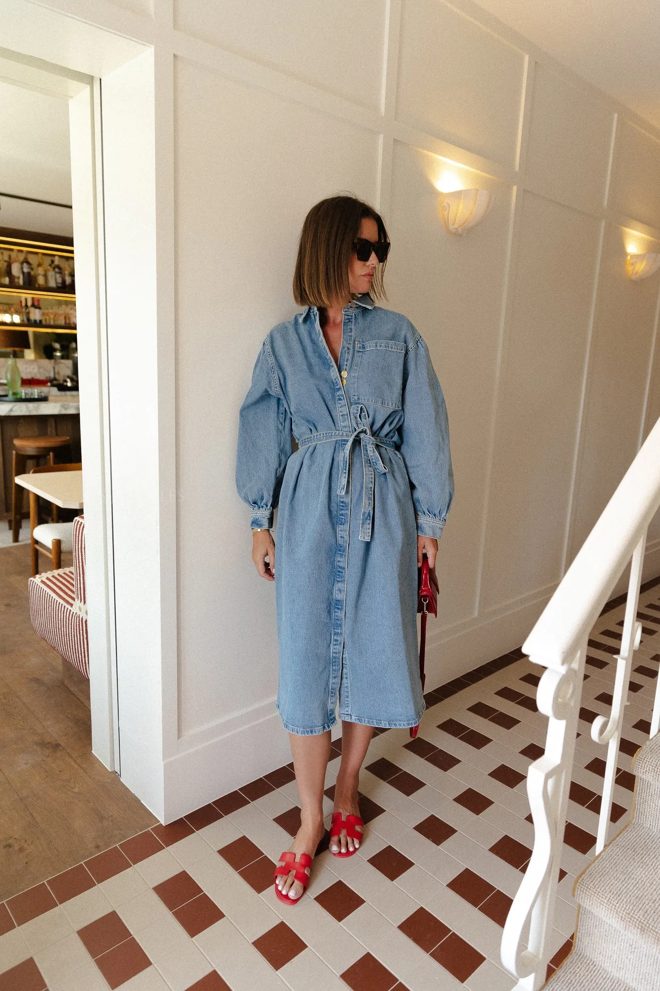 SLFEllin LS shirt dress light blue denim