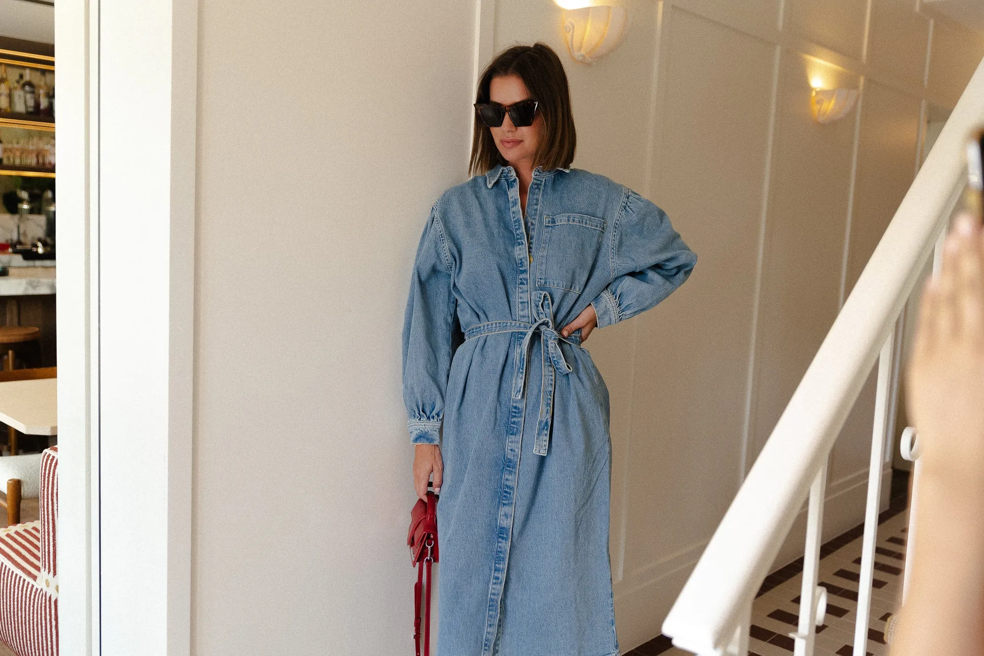 SLFEllin LS shirt dress light blue denim