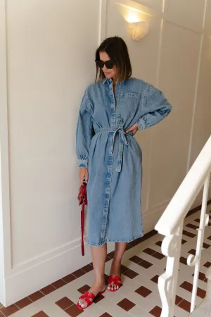 SLFEllin LS shirt dress light blue denim