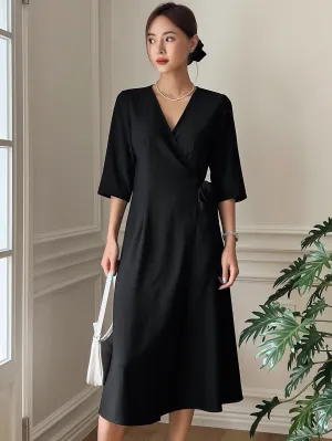 Solid Wrap Dress