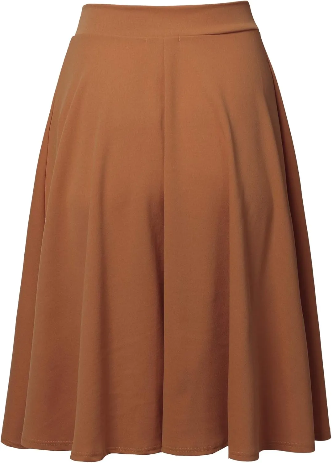 SSOULM Women's High Waist Flare A-Line Midi Skirt with Plus Size