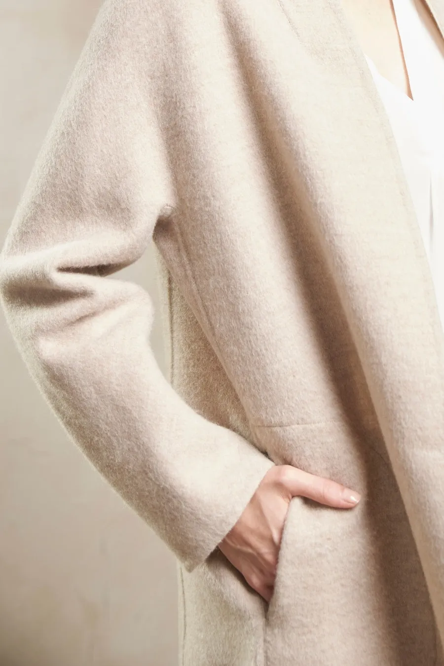 Stefanie Coat Baby Alpaca & Wool Color Sabbia & Ecru
