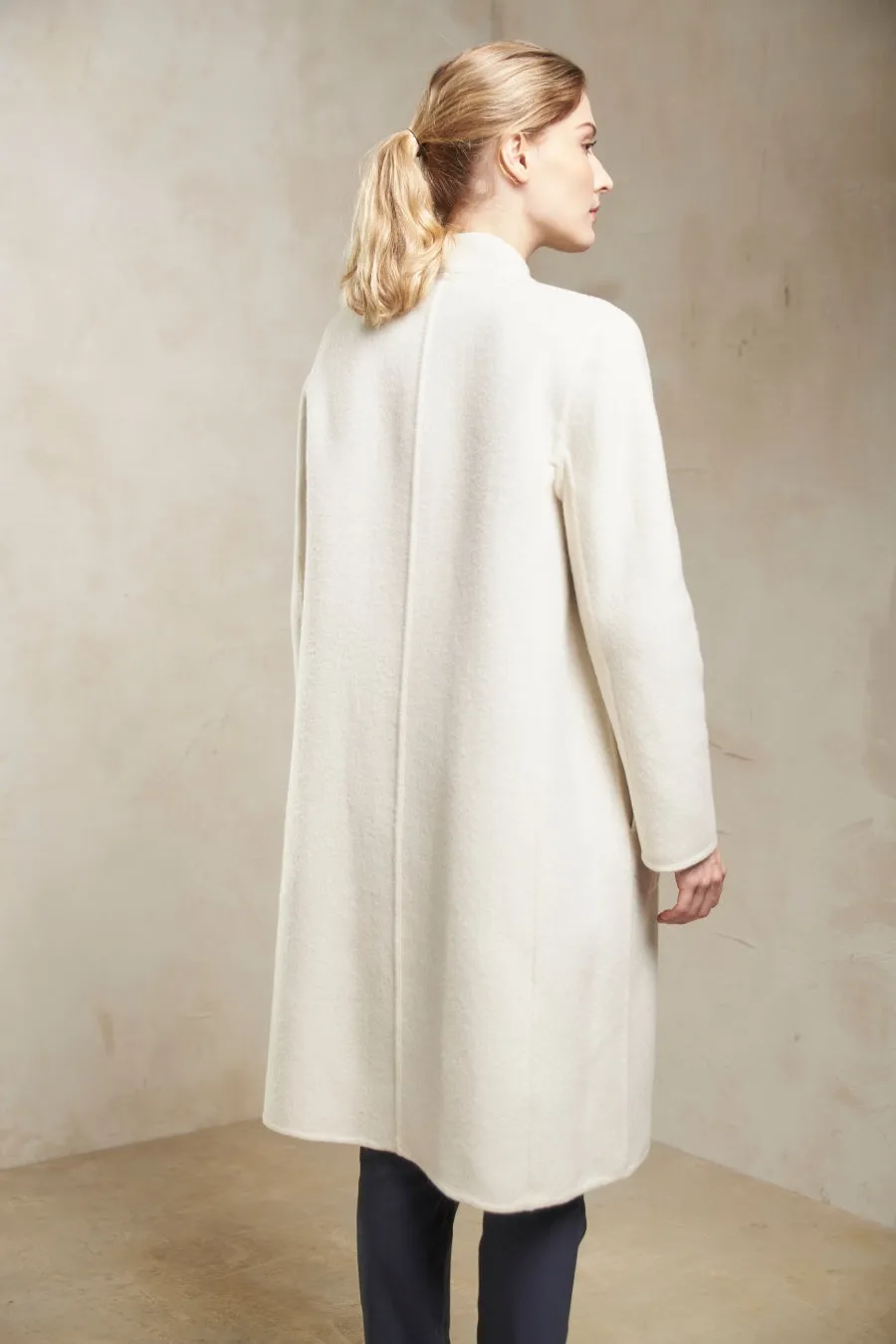Stefanie Coat Baby Alpaca & Wool Color Sabbia & Ecru