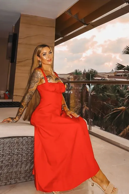 Taylor Bodycon Day Midi Dress - Coral Red