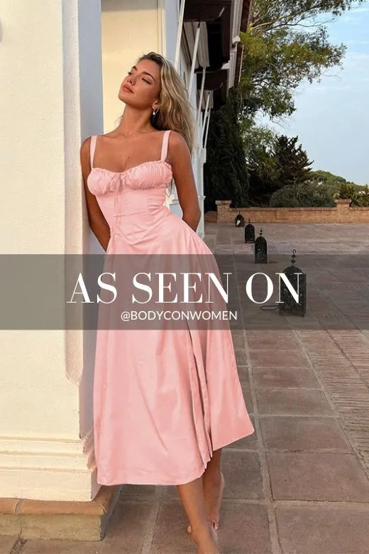 Taylor Bodycon Day Midi Dress - Coral Red