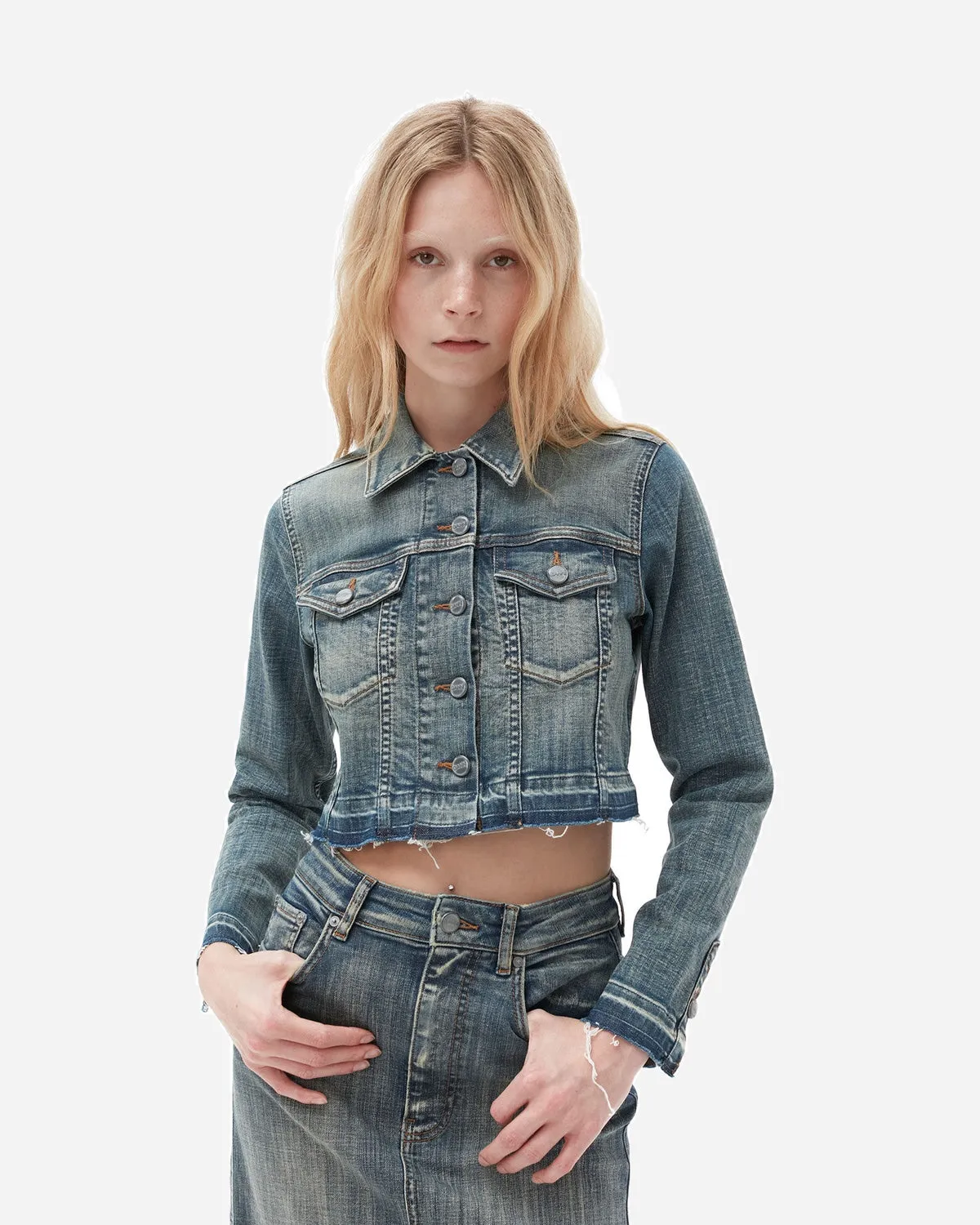 Tint Edge Denim Cropped Jacket - Tint Wash