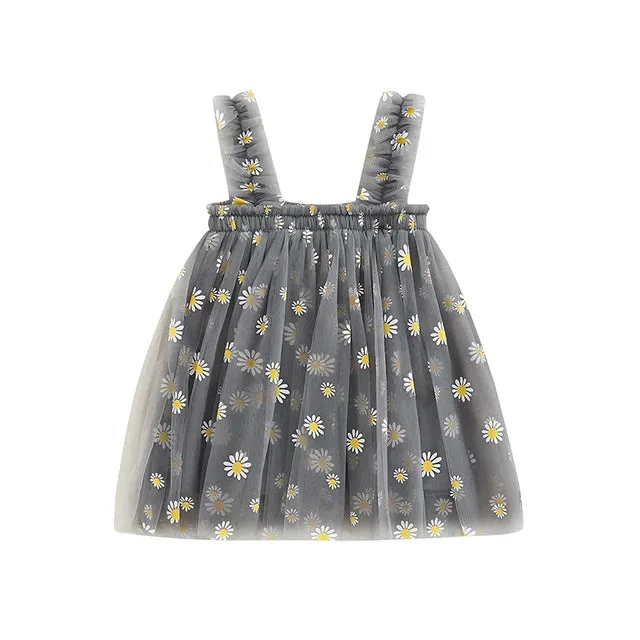 Toddler Dress Kids Girls Party Summer Sleeveless Daisy Floral Tutu Dress Layered Princess Birthday Dresses