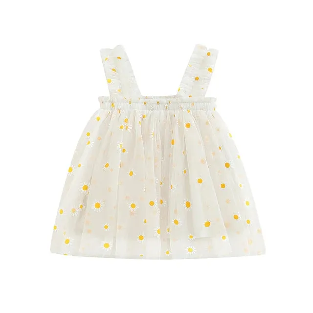 Toddler Dress Kids Girls Party Summer Sleeveless Daisy Floral Tutu Dress Layered Princess Birthday Dresses