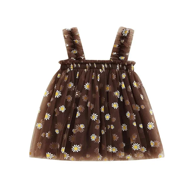 Toddler Dress Kids Girls Party Summer Sleeveless Daisy Floral Tutu Dress Layered Princess Birthday Dresses
