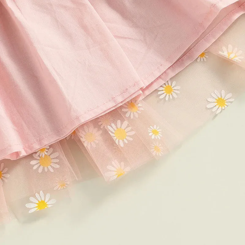 Toddler Dress Kids Girls Party Summer Sleeveless Daisy Floral Tutu Dress Layered Princess Birthday Dresses
