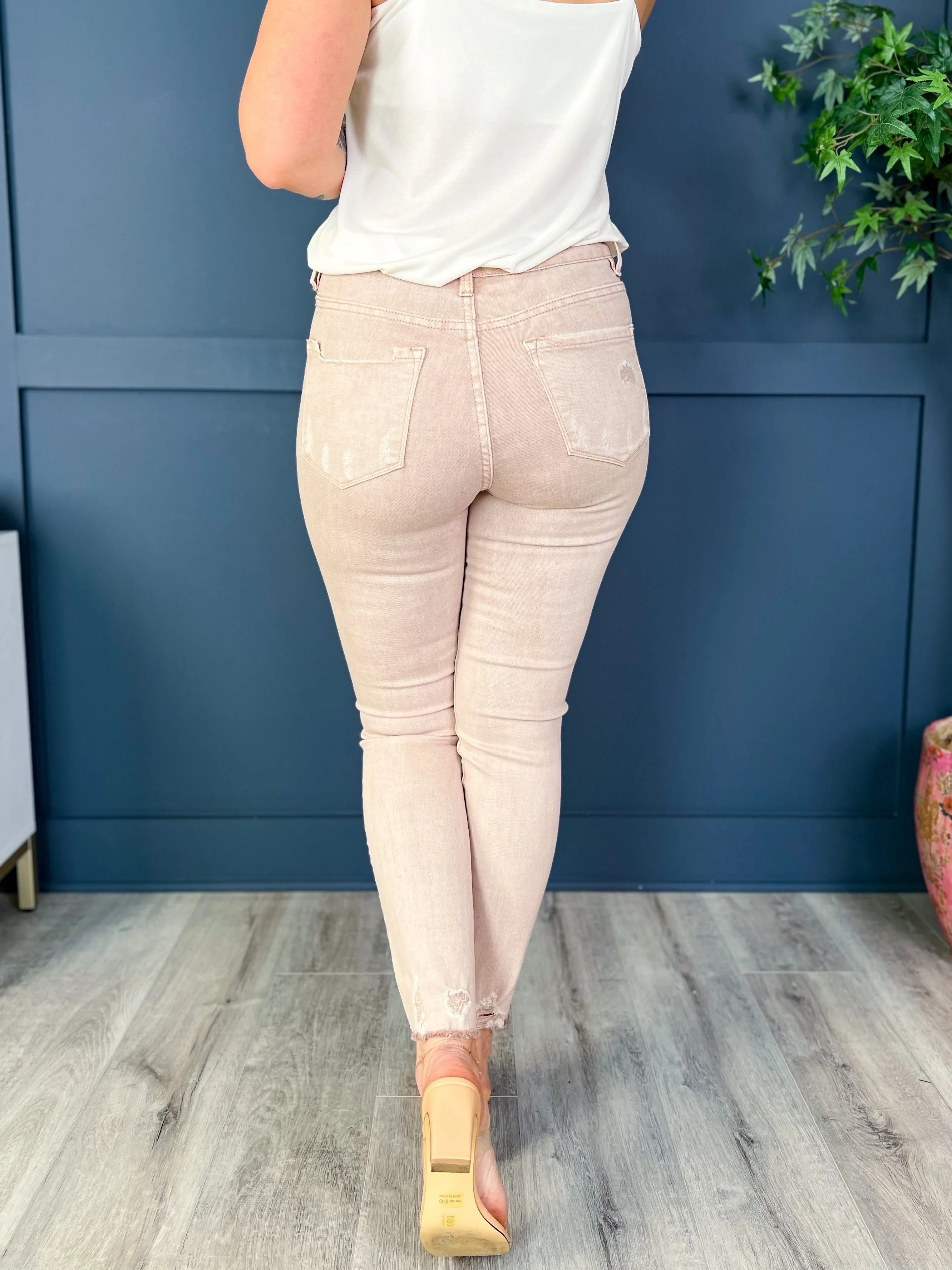 Vervet "Peony" High Rise Cropped Distressed Skinny