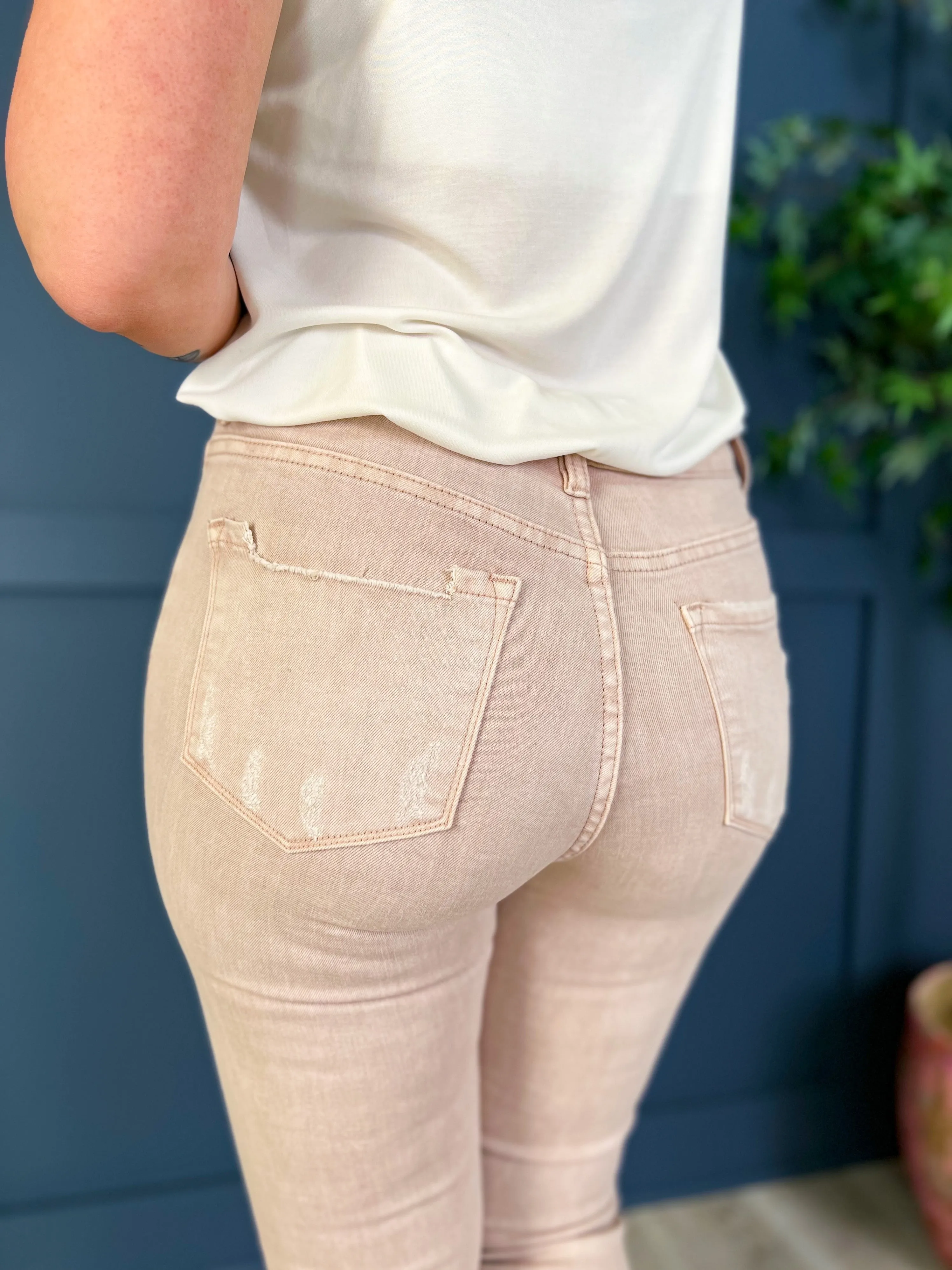 Vervet "Peony" High Rise Cropped Distressed Skinny