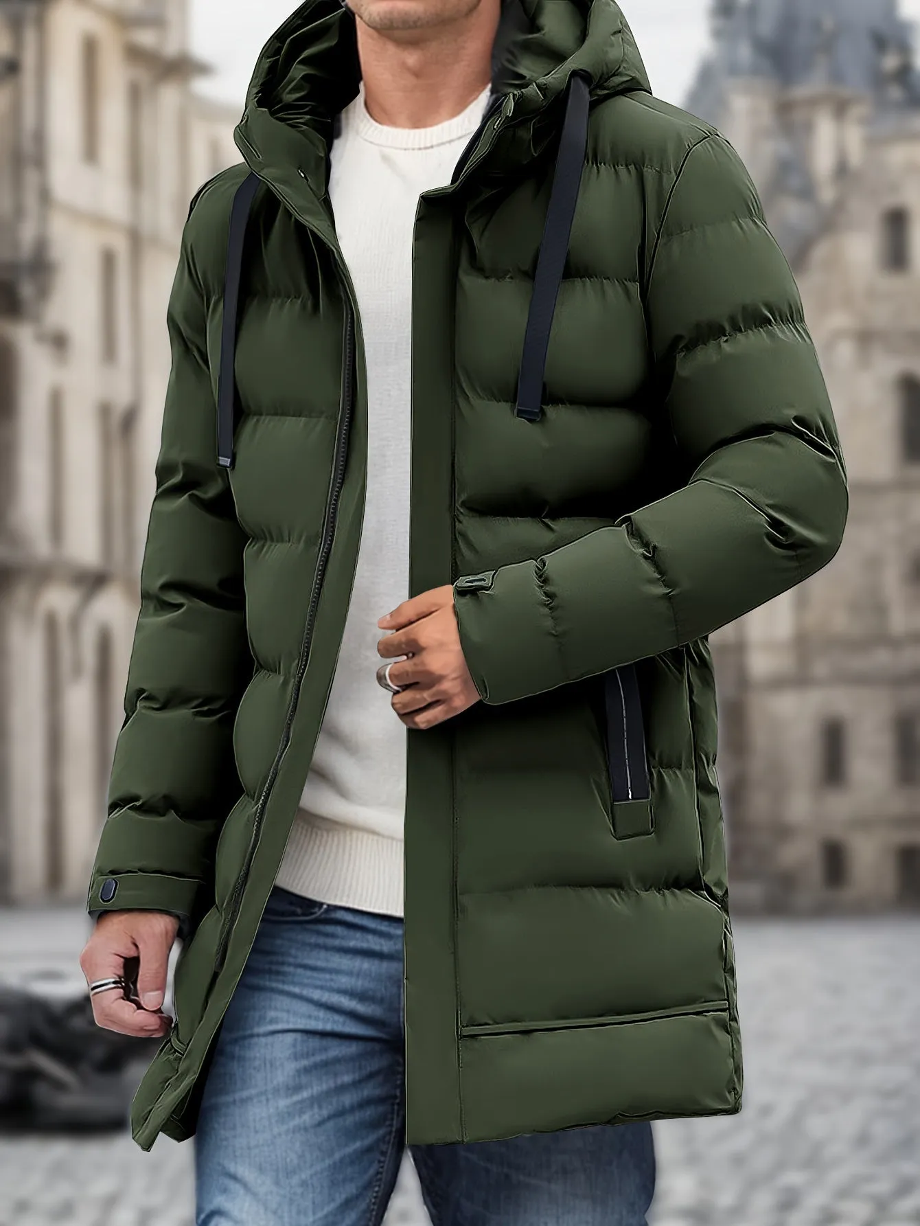 Warm Long Padded Hooded Puffer Winter Jacket for Men | Perfect for Outdoor Activities