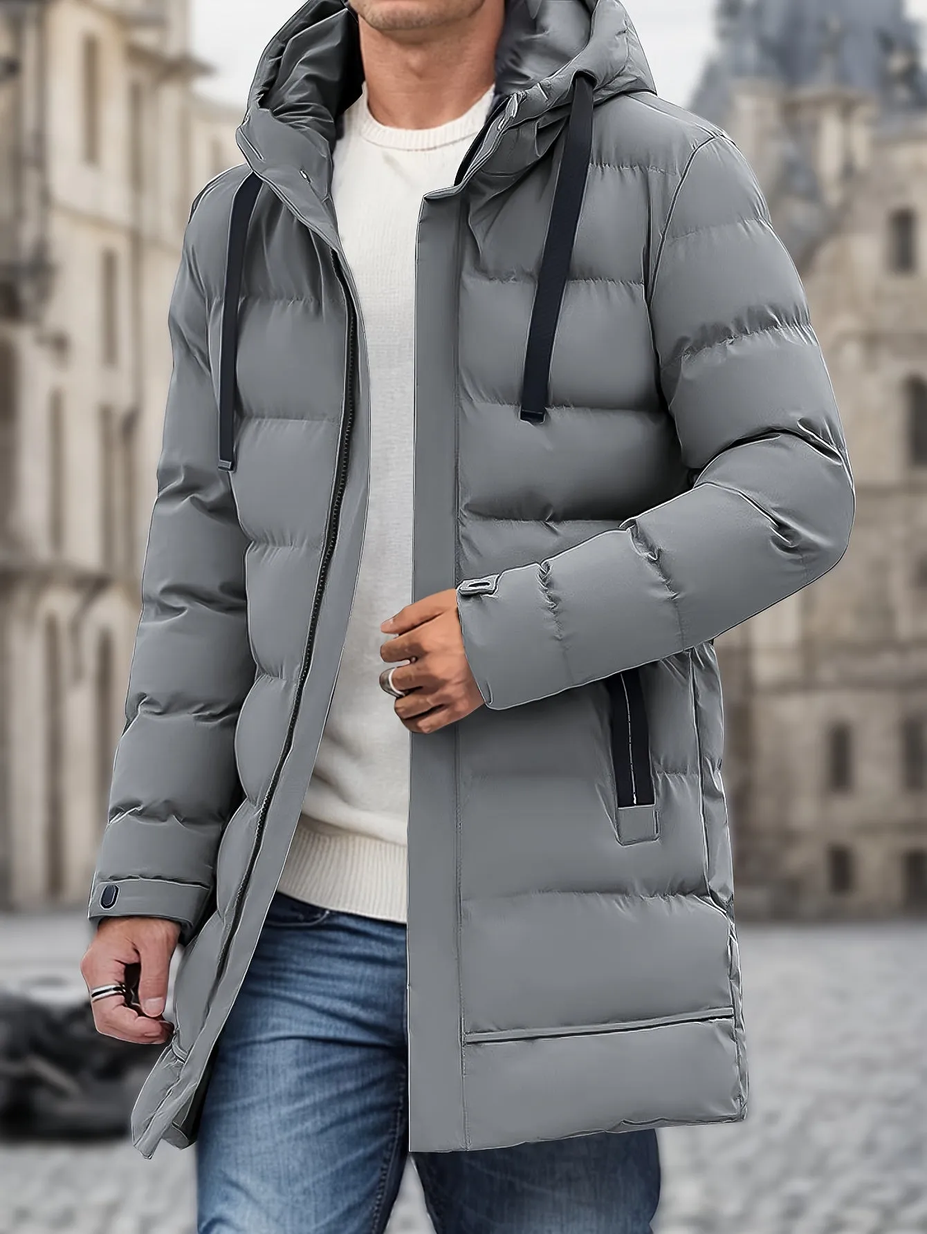Warm Long Padded Hooded Puffer Winter Jacket for Men | Perfect for Outdoor Activities