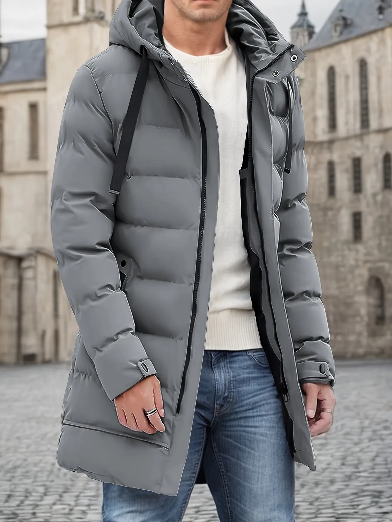 Warm Long Padded Hooded Puffer Winter Jacket for Men | Perfect for Outdoor Activities