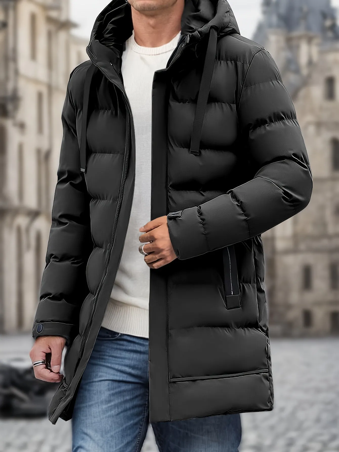 Warm Long Padded Hooded Puffer Winter Jacket for Men | Perfect for Outdoor Activities