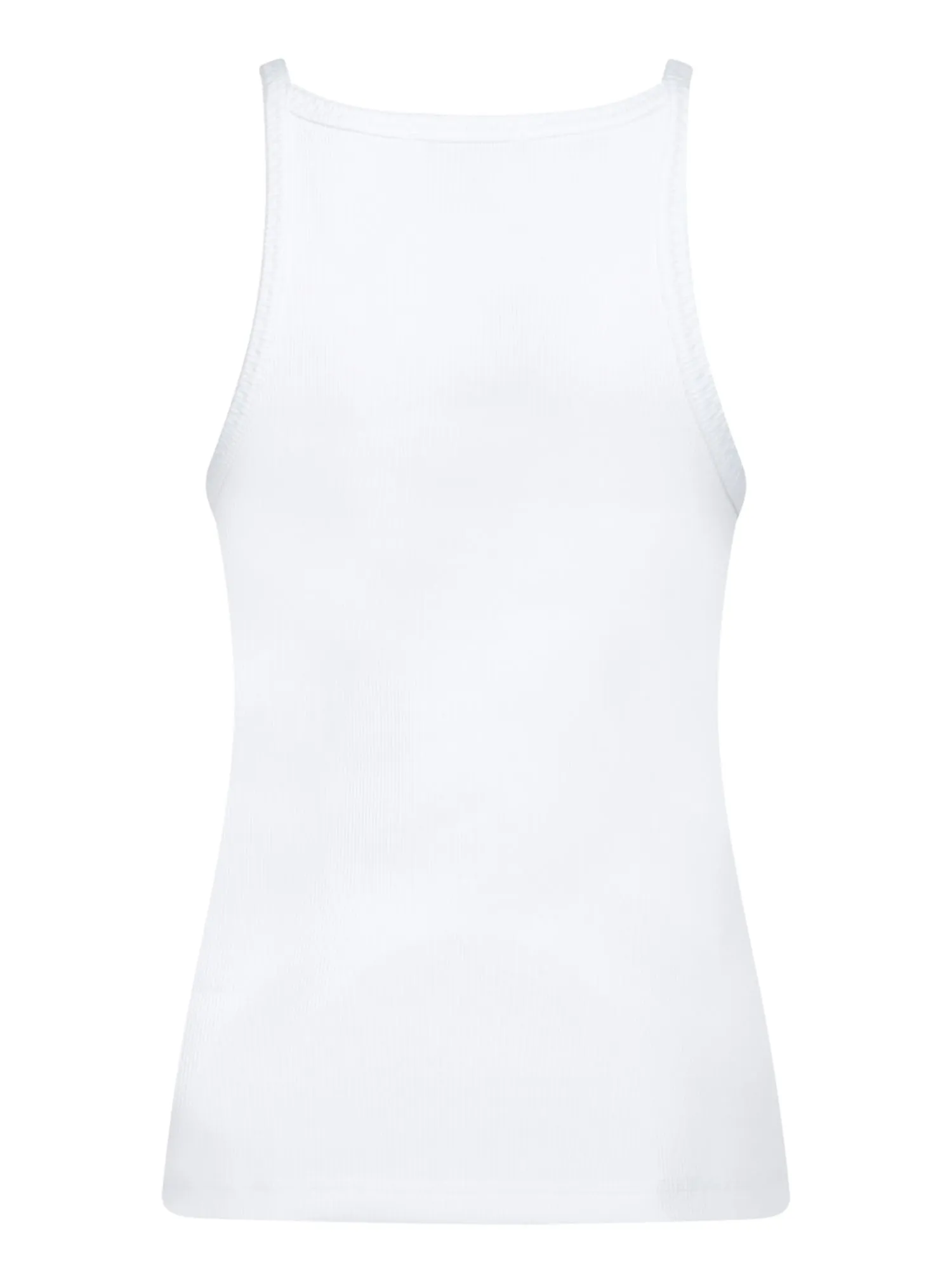 White Ribbed Logo Tank Top