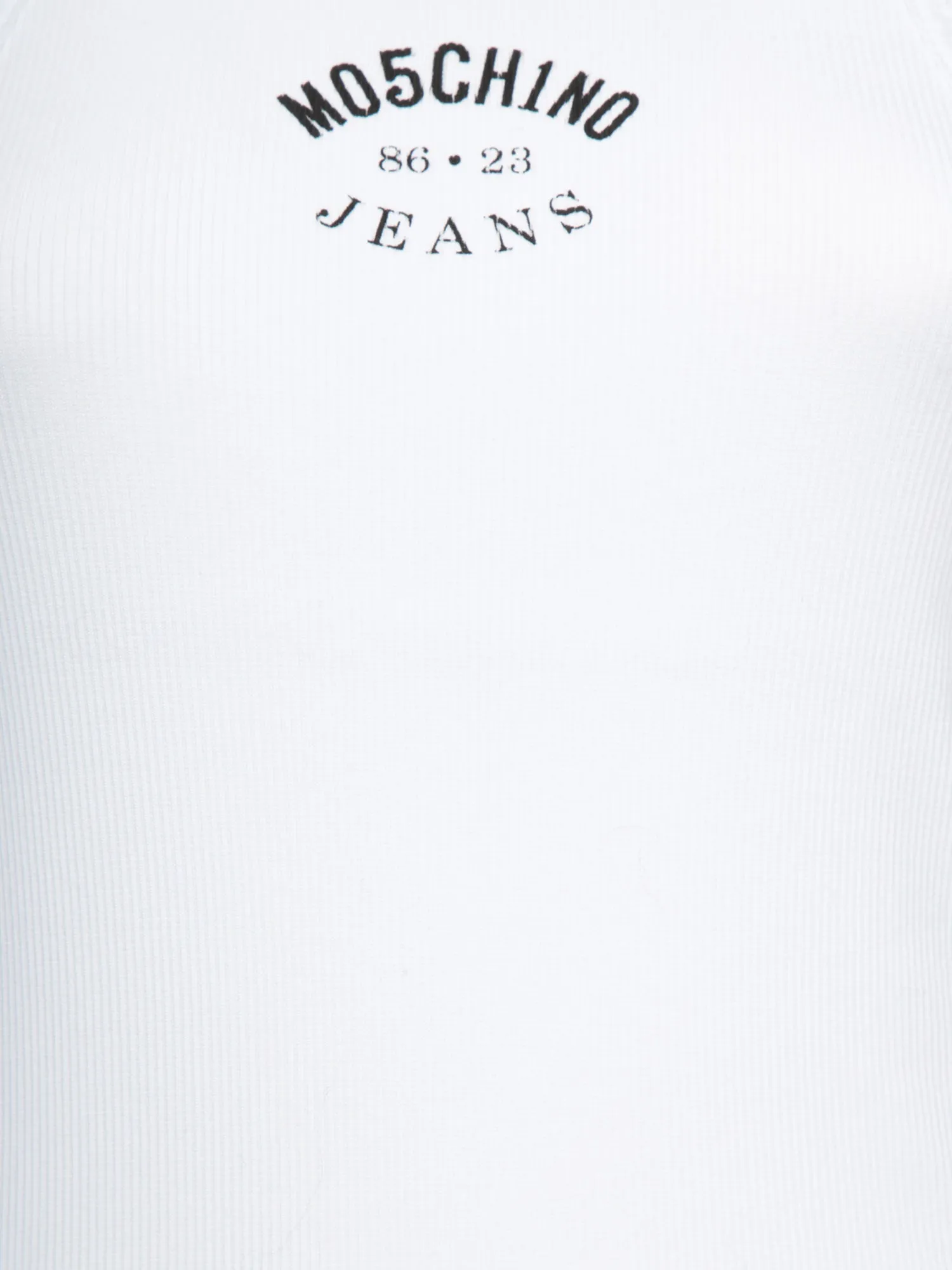 White Ribbed Logo Tank Top