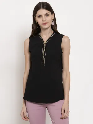 Women Relaxed Fit Sleeve-Less Top