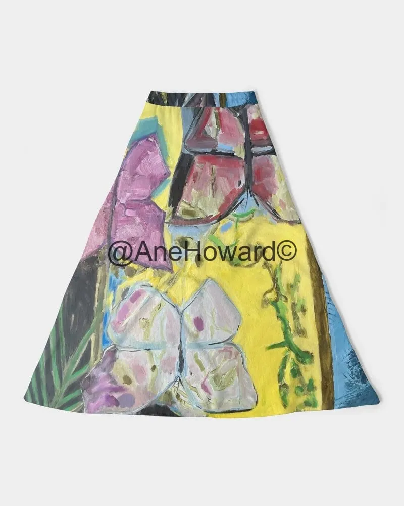 Women's A-Line Midi Skirt Papillons and Fern