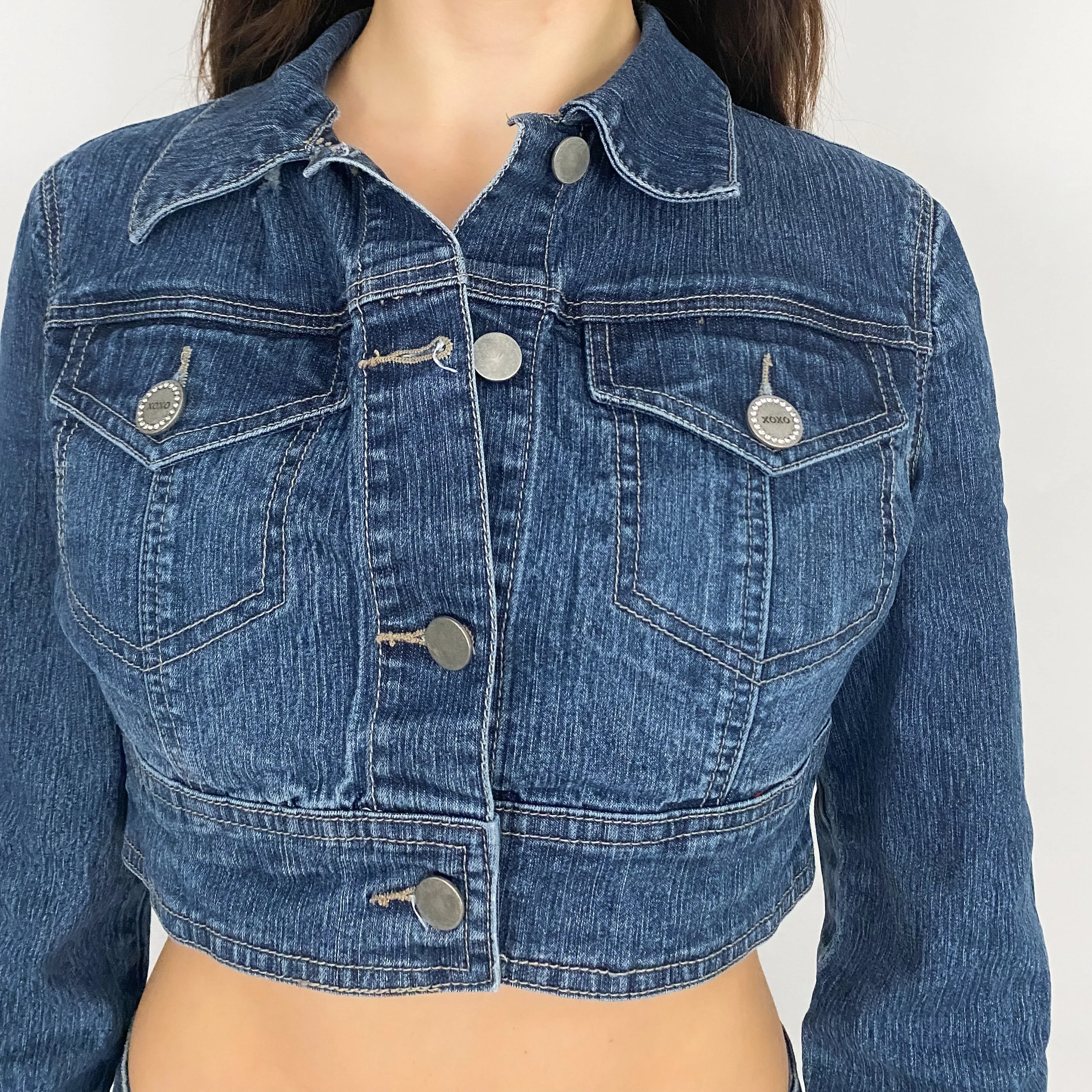 XOXO Denim Cropped Jacket