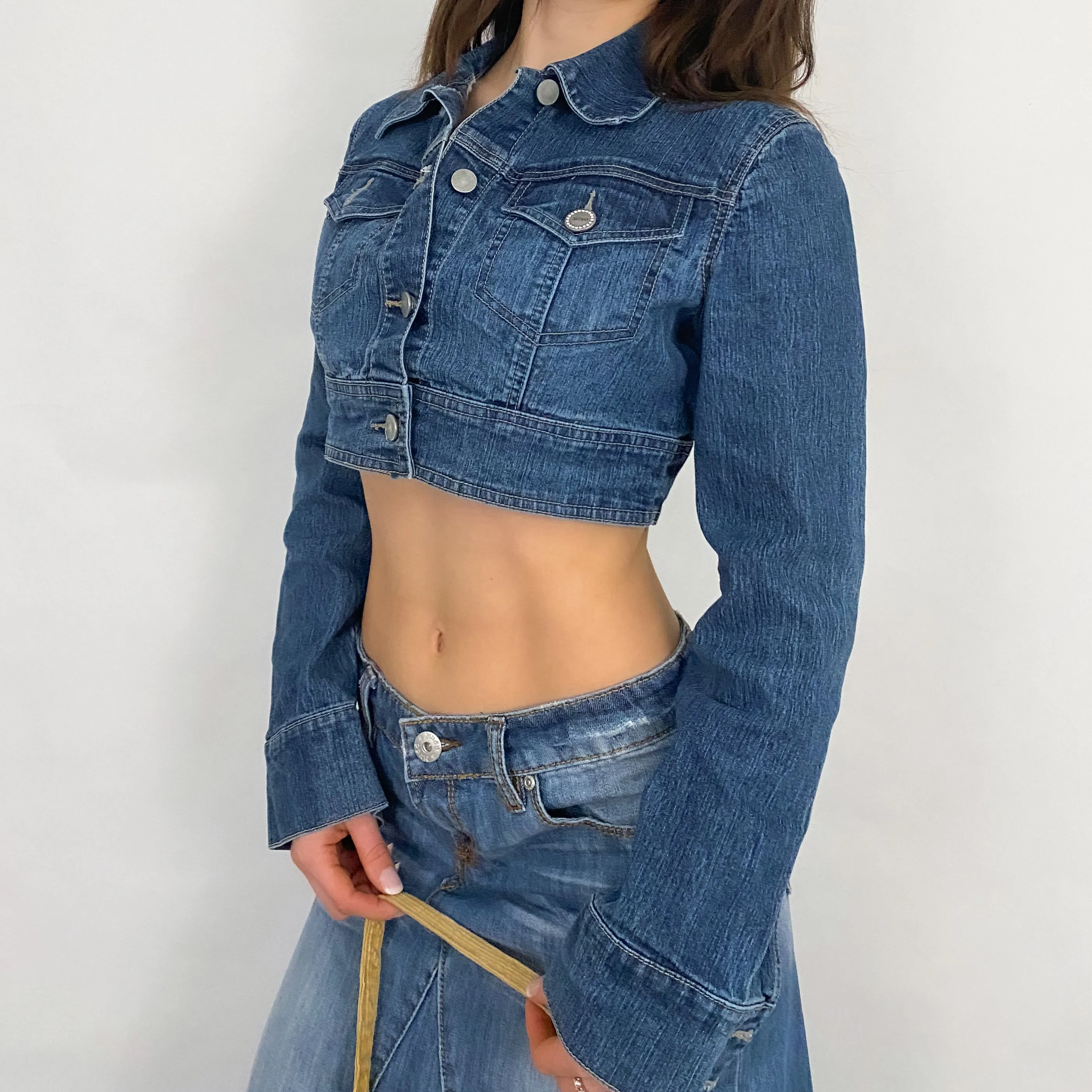 XOXO Denim Cropped Jacket